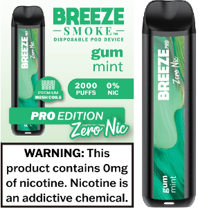 Breeze Pro ZERO NIC 2000 Puff Disposable